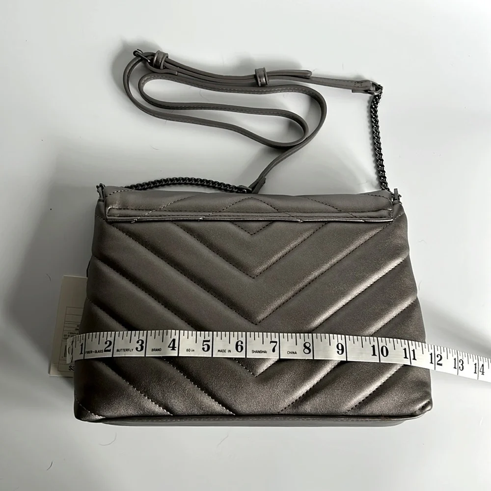 A New Day Quilted Boxy Crossbody Bag Metallic Gray